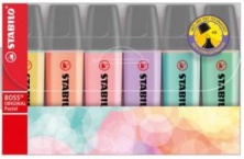 Textmarker Boss Pastellfarben nachfüllbar 6-er Etu