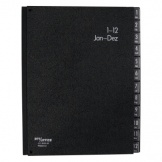 Pultordner A4 schwarz 1-12 /JAN-DEZ 12 Fächer
