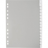 Register A4 grau blanko 15tlg PP-Folie