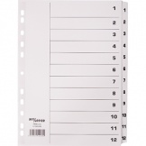 Register A4 weiß 1-12 12tlg Karton 160g
