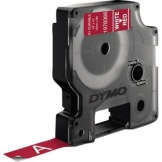 Schriftband Dymo D1 12mm 3m weiß auf rot High Perf