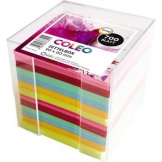 Notizzettelbox 95x95mm transp gefüllt farbig 90x90