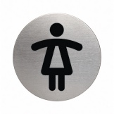 Piktogramm 83mm rund silber WC Damen-Zeichen