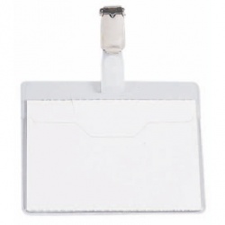 Namensschild Clip 60x90mm quer klar vorn offen 25S