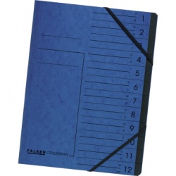 Ordnungsmappe A4 12Fächer blau 355g/m² Karton